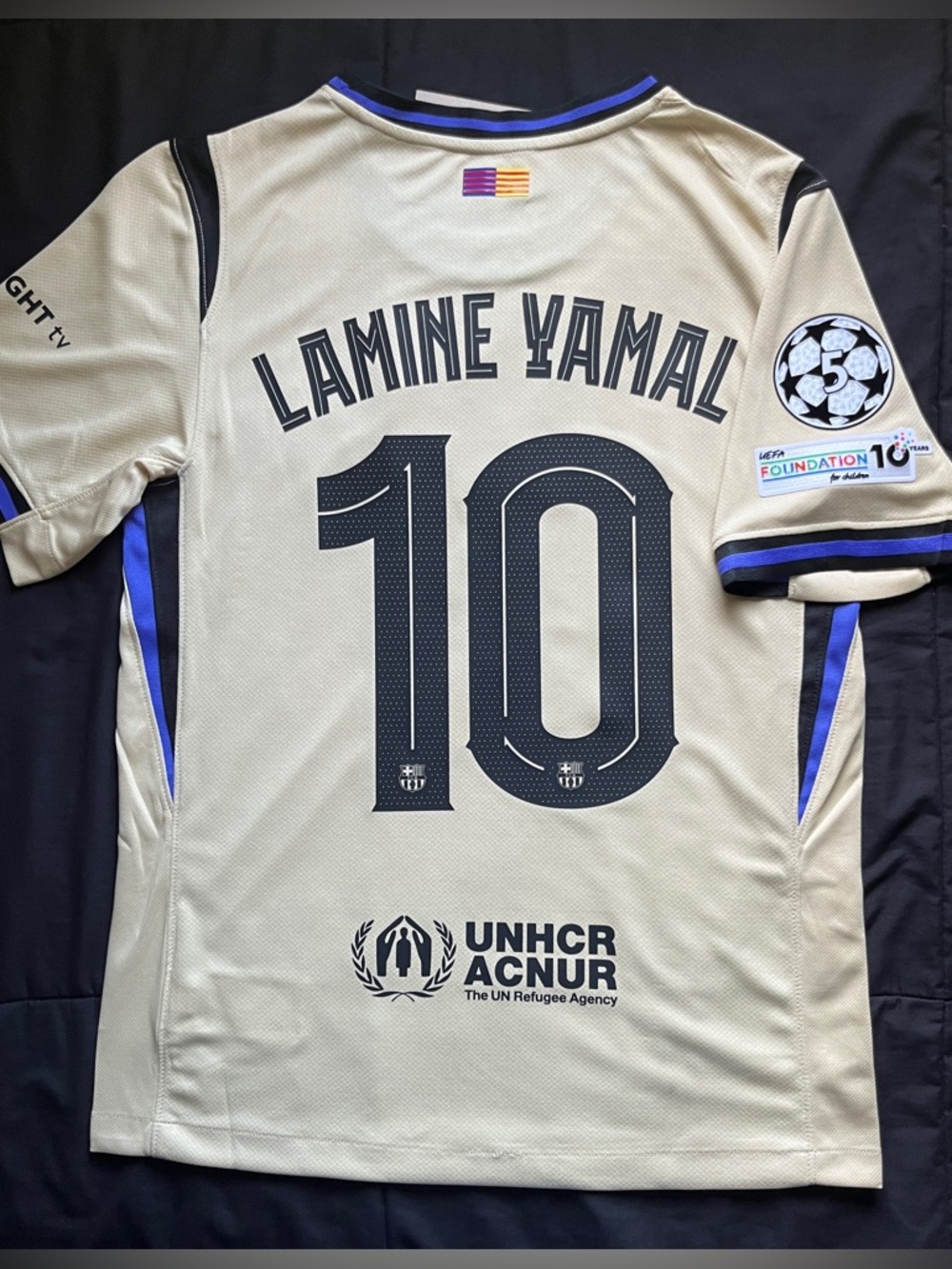 Lamine Yamal #10 Away Barcelona Soccer Jersey UCL Kit Beige